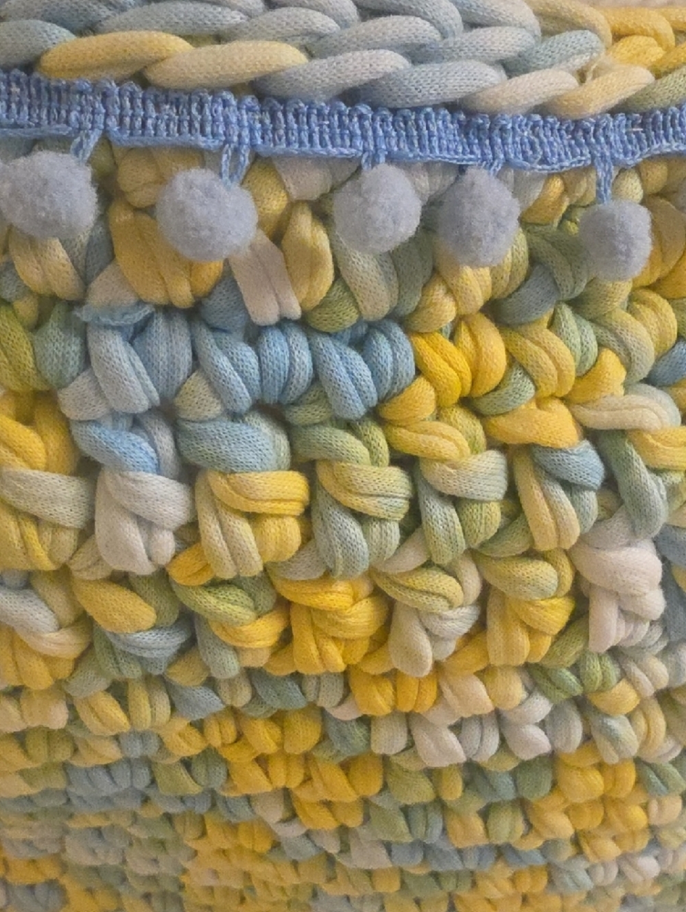 Handwoven Pastel Yellow & Blue Crochet Wristlet Clutch 10.5×7 Inches - Picture 3 of 8